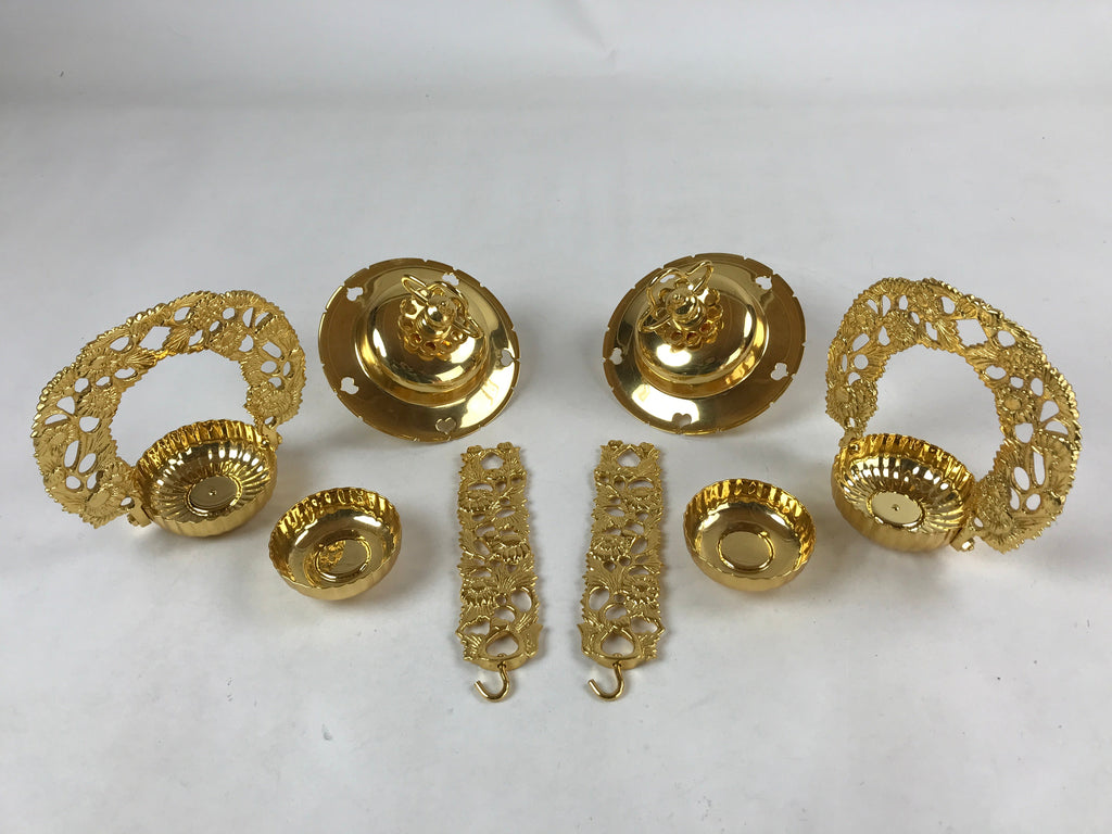 Japanese Buddhist Altar Fitting Brass Hanging Rinto Lantern Butsudan Gold BA217