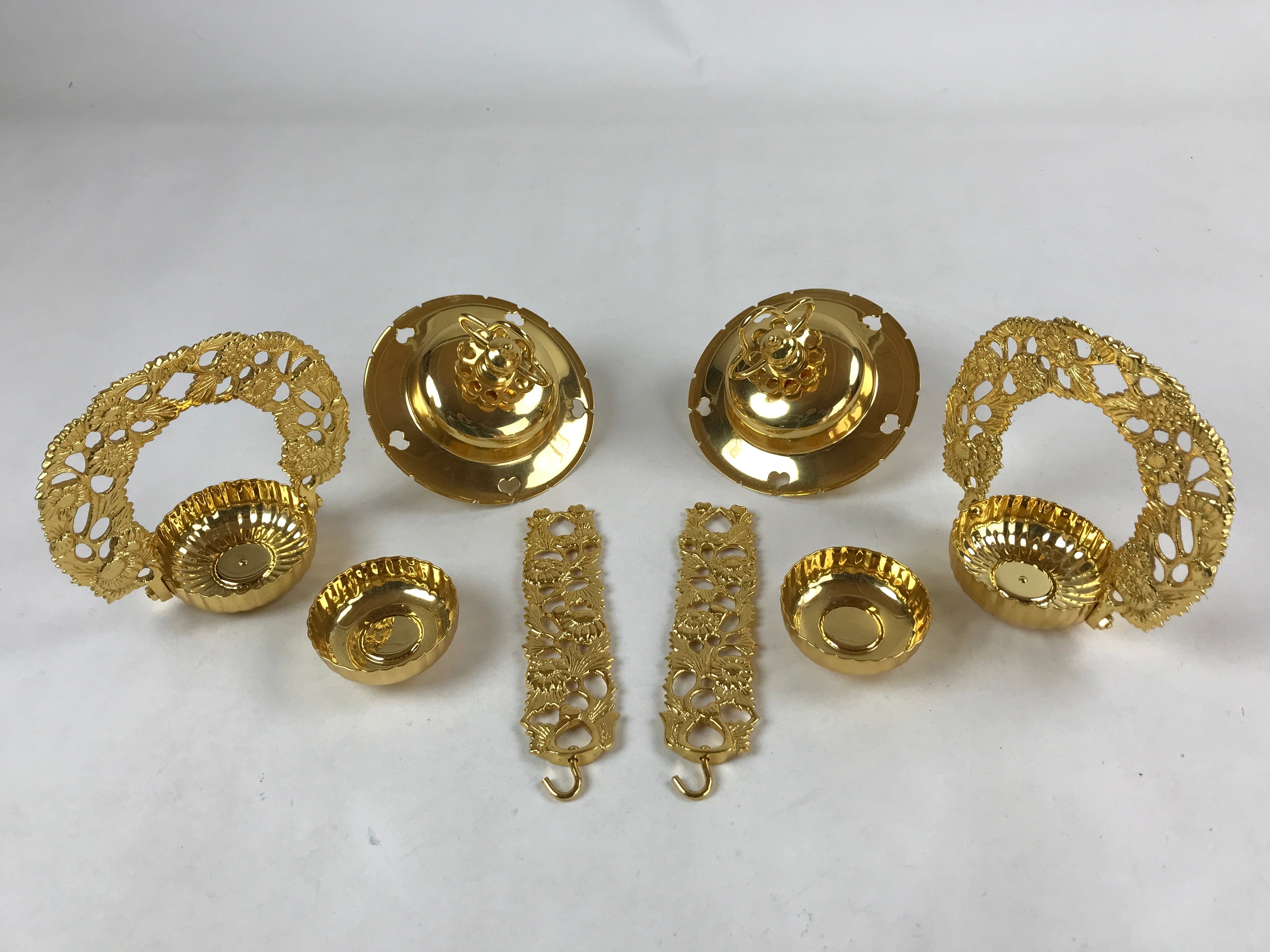 Japanese Buddhist Altar Fitting Brass Hanging Rinto Lantern Butsudan Gold BA217