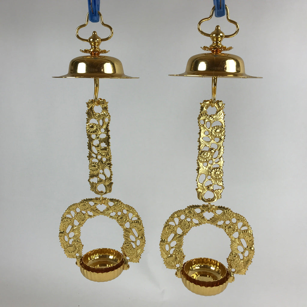 Japanese Buddhist Altar Fitting Brass Hanging Rinto Lantern Butsudan Gold BA217