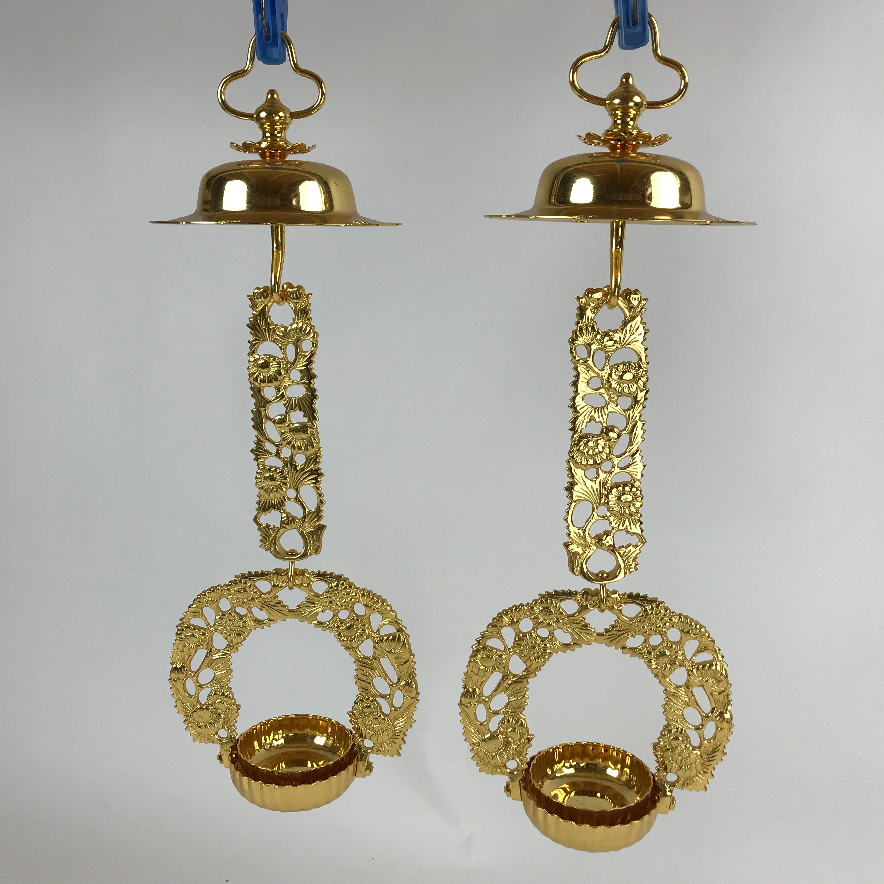 Japanese Buddhist Altar Fitting Brass Hanging Rinto Lantern Butsudan Gold BA217
