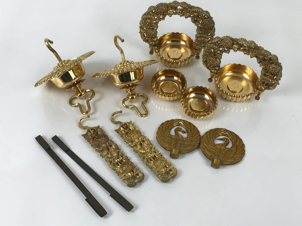 Japanese Buddhist Altar Fitting Brass Hanging Rinto Lantern Butsudan Gold BA485