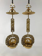 Japanese Buddhist Altar Fitting Brass Hanging Rinto Lantern Butsudan Gold BA485