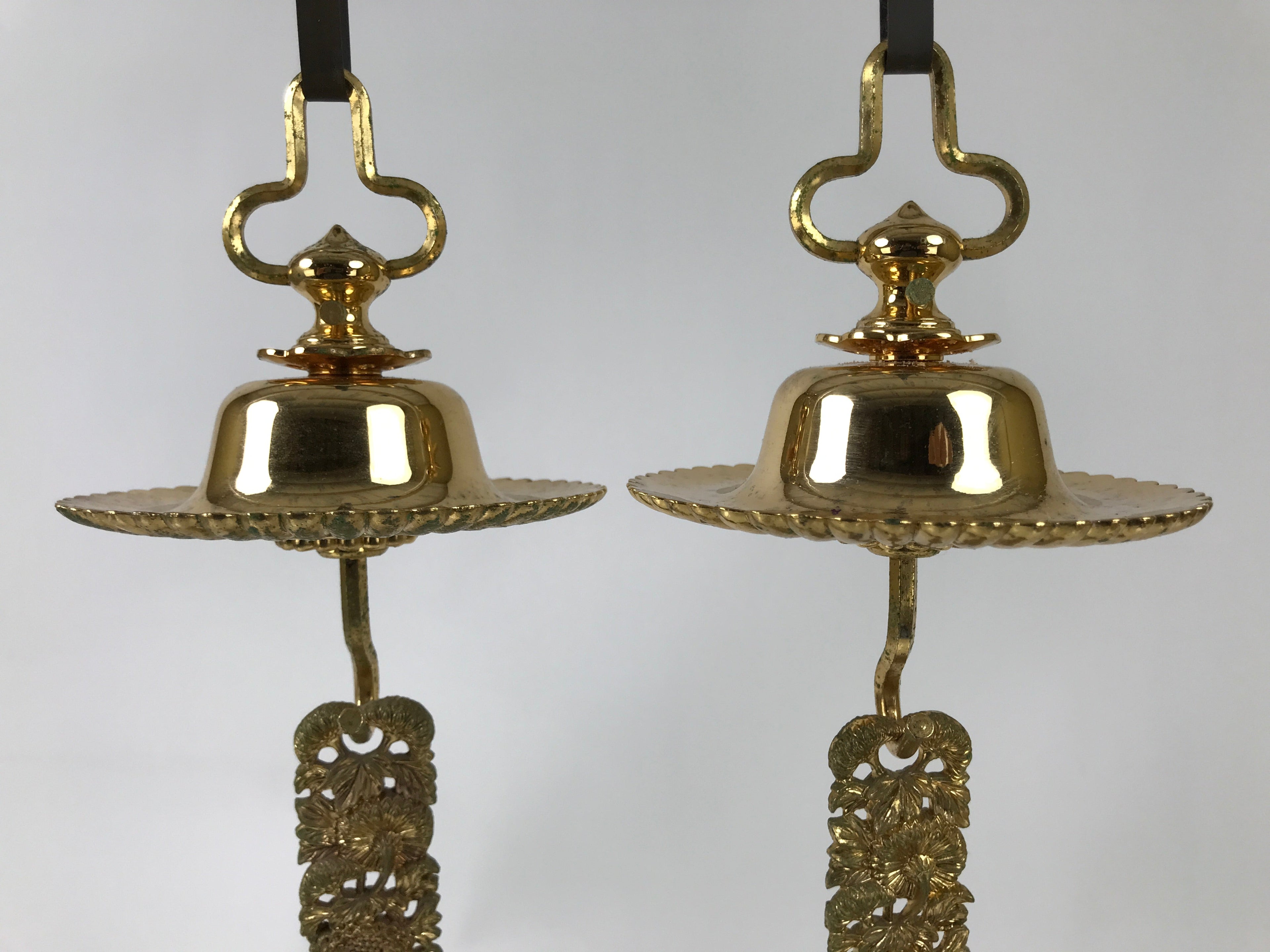 Japanese Buddhist Altar Fitting Brass Hanging Rinto Lantern Butsudan Gold BA485