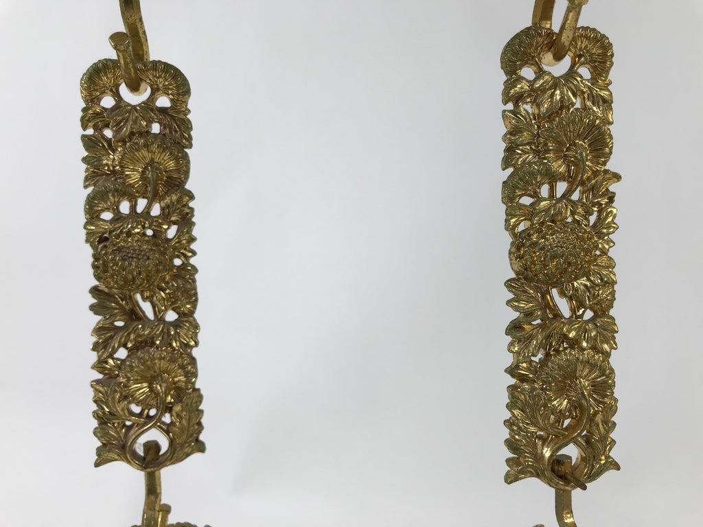Japanese Buddhist Altar Fitting Brass Hanging Rinto Lantern Butsudan Gold BA485