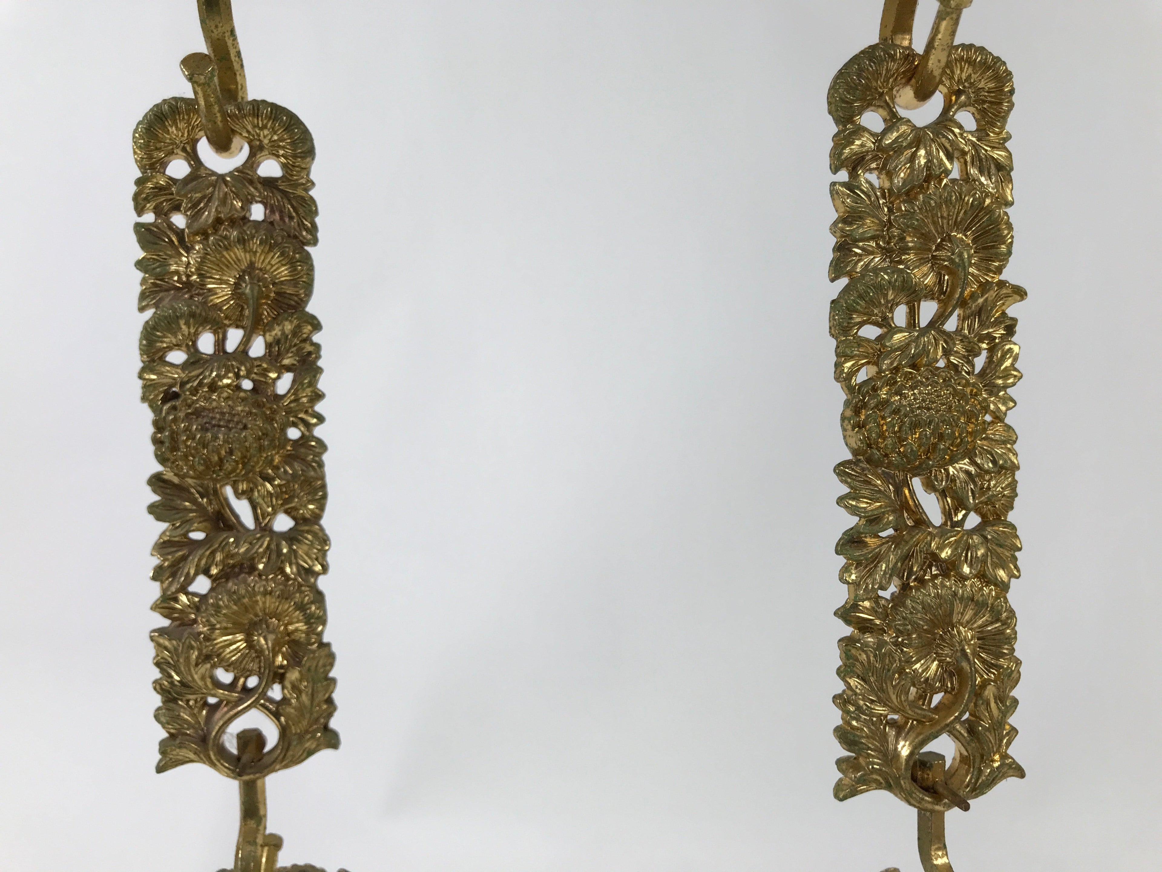 Japanese Buddhist Altar Fitting Brass Hanging Rinto Lantern Butsudan Gold BA485