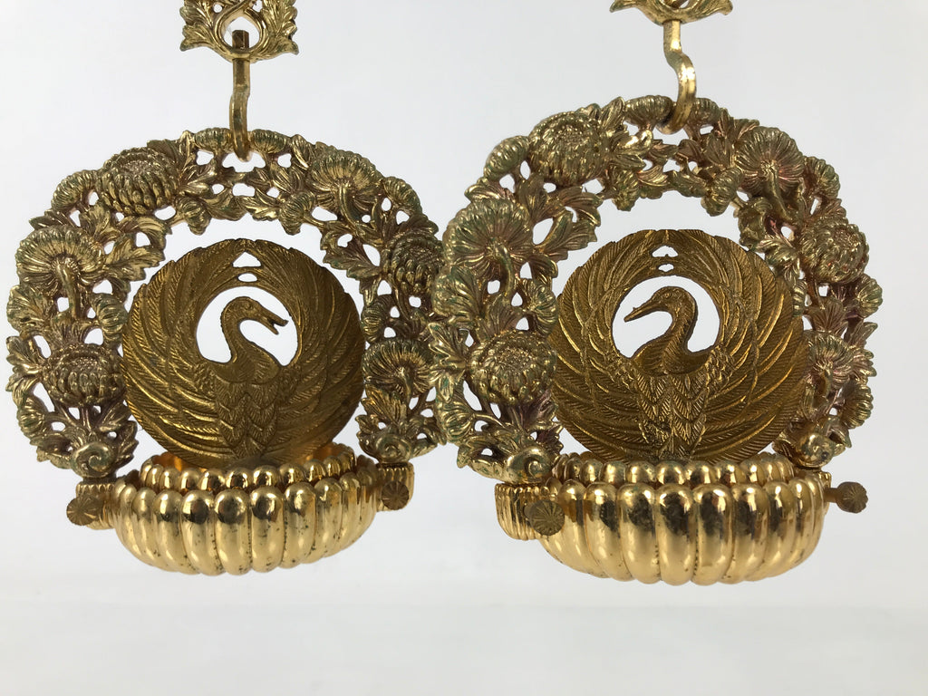 Japanese Buddhist Altar Fitting Brass Hanging Rinto Lantern Butsudan Gold BA485