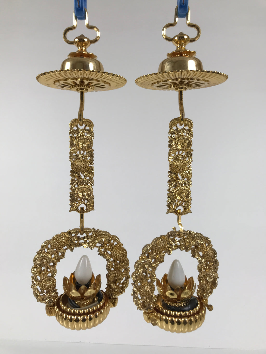 Japanese Buddhist Altar Fitting Brass Hanging Rinto Lantern Butsudan Gold BA840