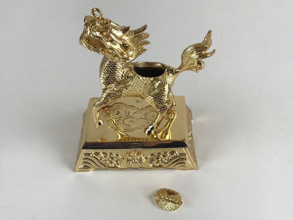 Japanese Buddhist Altar Fitting Brass Incense Burner Koro Shishi Lion Butsugu BU