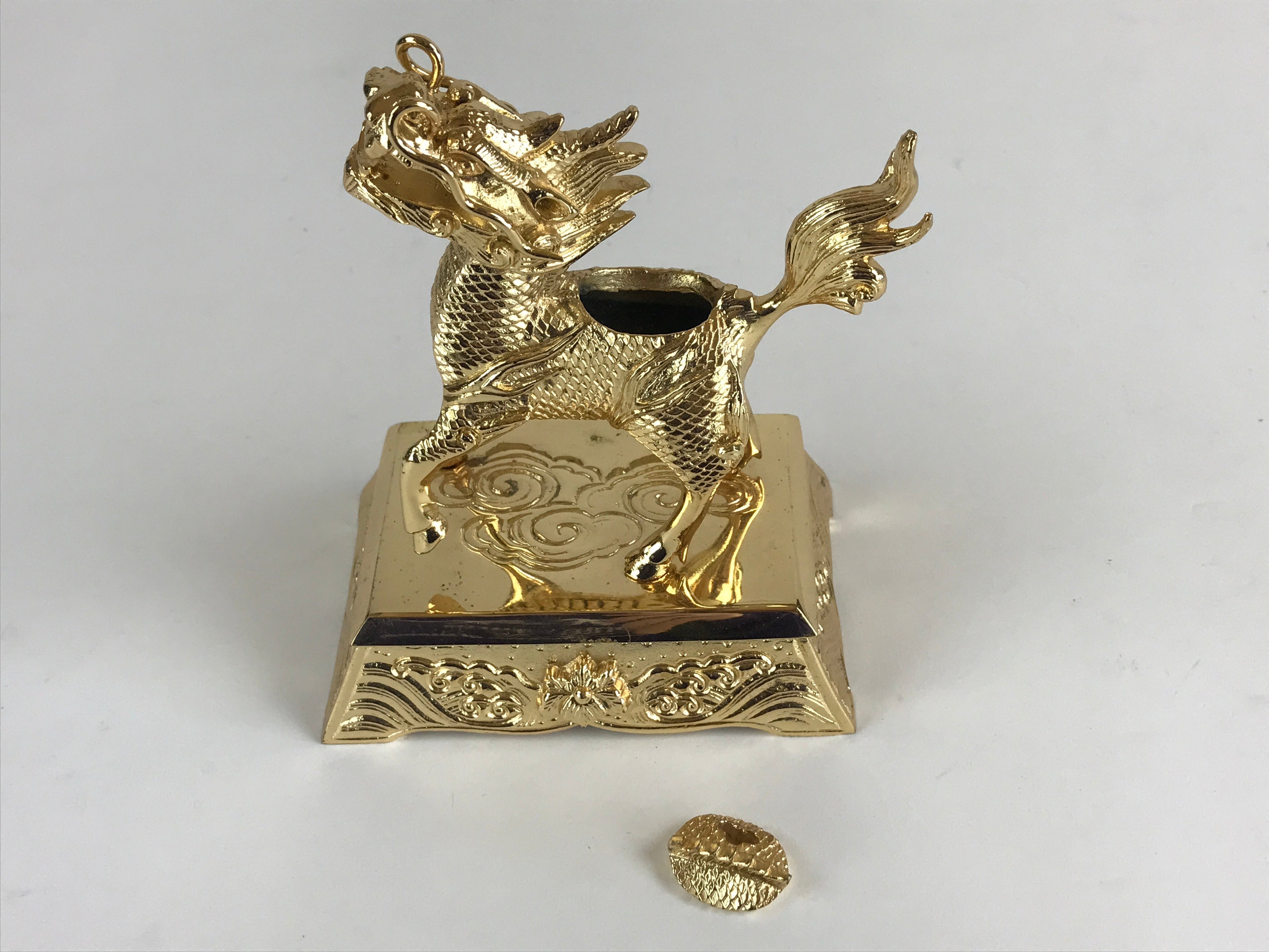 Japanese Buddhist Altar Fitting Brass Incense Burner Koro Shishi Lion Butsugu BU
