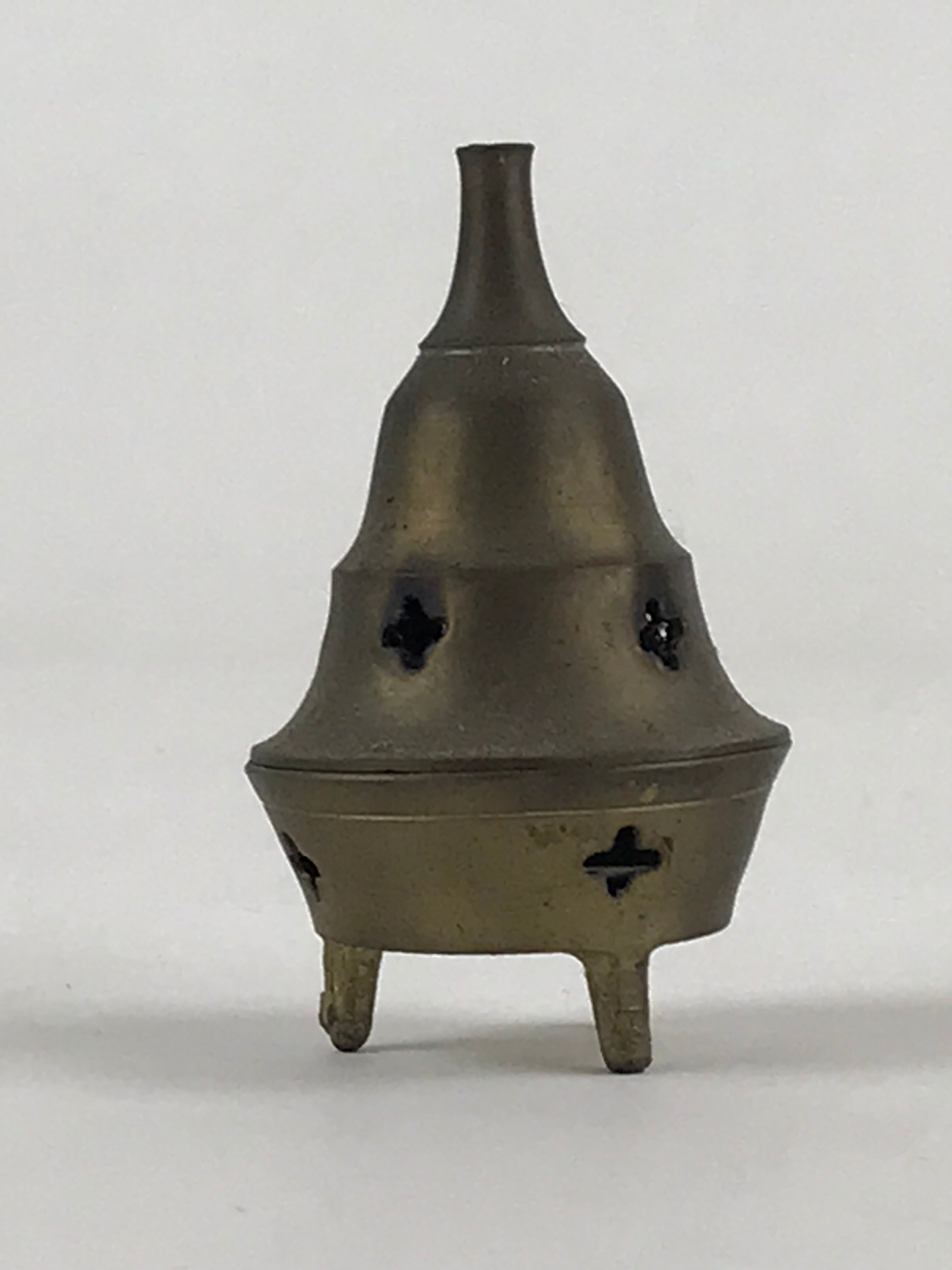 Japanese Buddhist Altar Fitting Brass Incense Burner Vtg Koro Gold Cone BA37