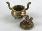 Japanese Buddhist Altar Fitting Brass Incense Burner Vtg Koro Gold Shisa BA38