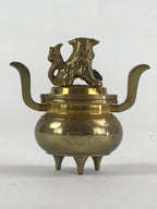 Japanese Buddhist Altar Fitting Brass Incense Burner Vtg Koro Gold Shisa BA38