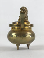 Japanese Buddhist Altar Fitting Brass Incense Burner Vtg Koro Gold Shisa BA38