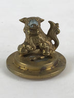 Japanese Buddhist Altar Fitting Brass Incense Burner Vtg Koro Gold Shisa BA38