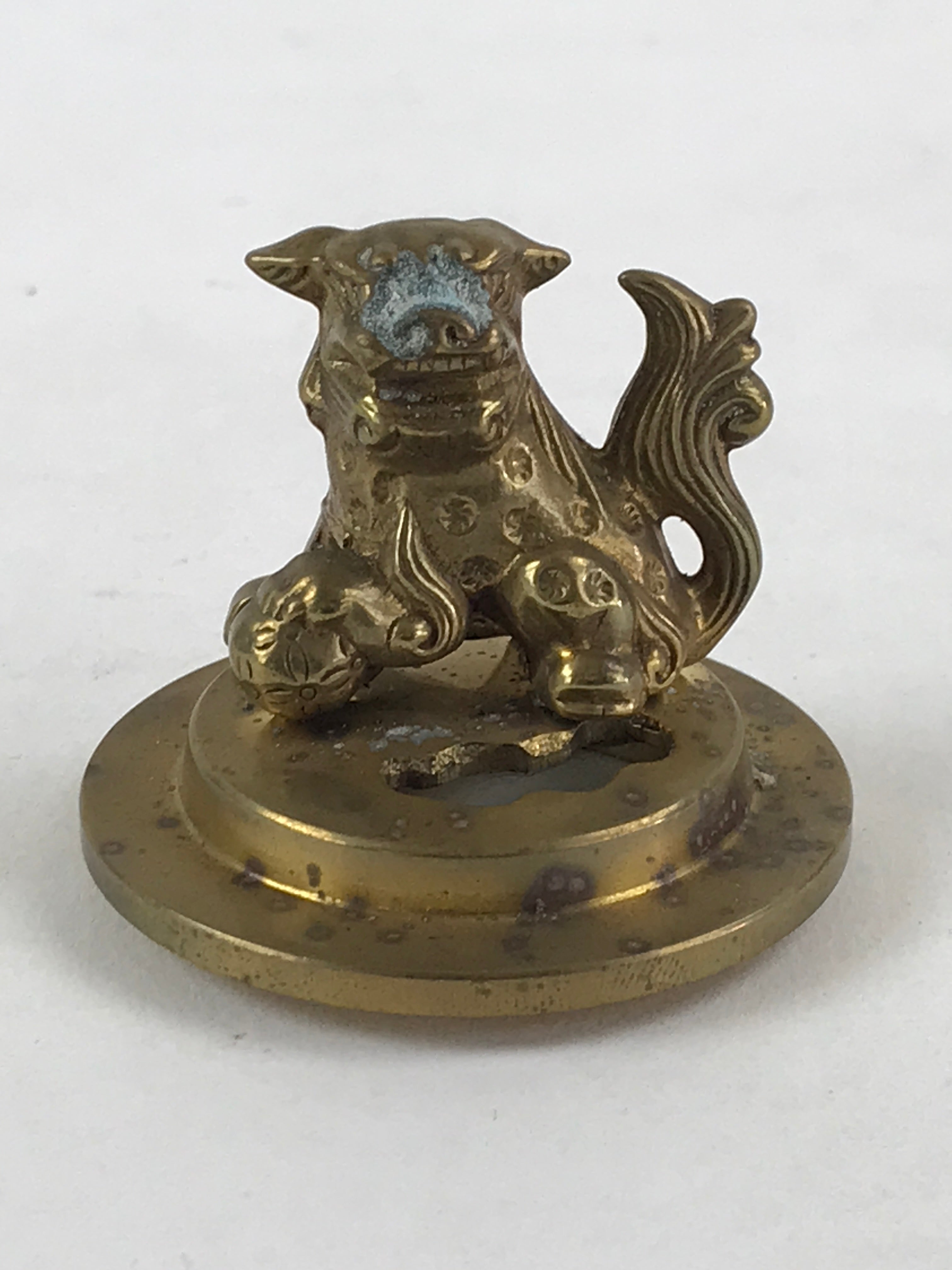 Japanese Buddhist Altar Fitting Brass Incense Burner Vtg Koro Gold Shisa BA38