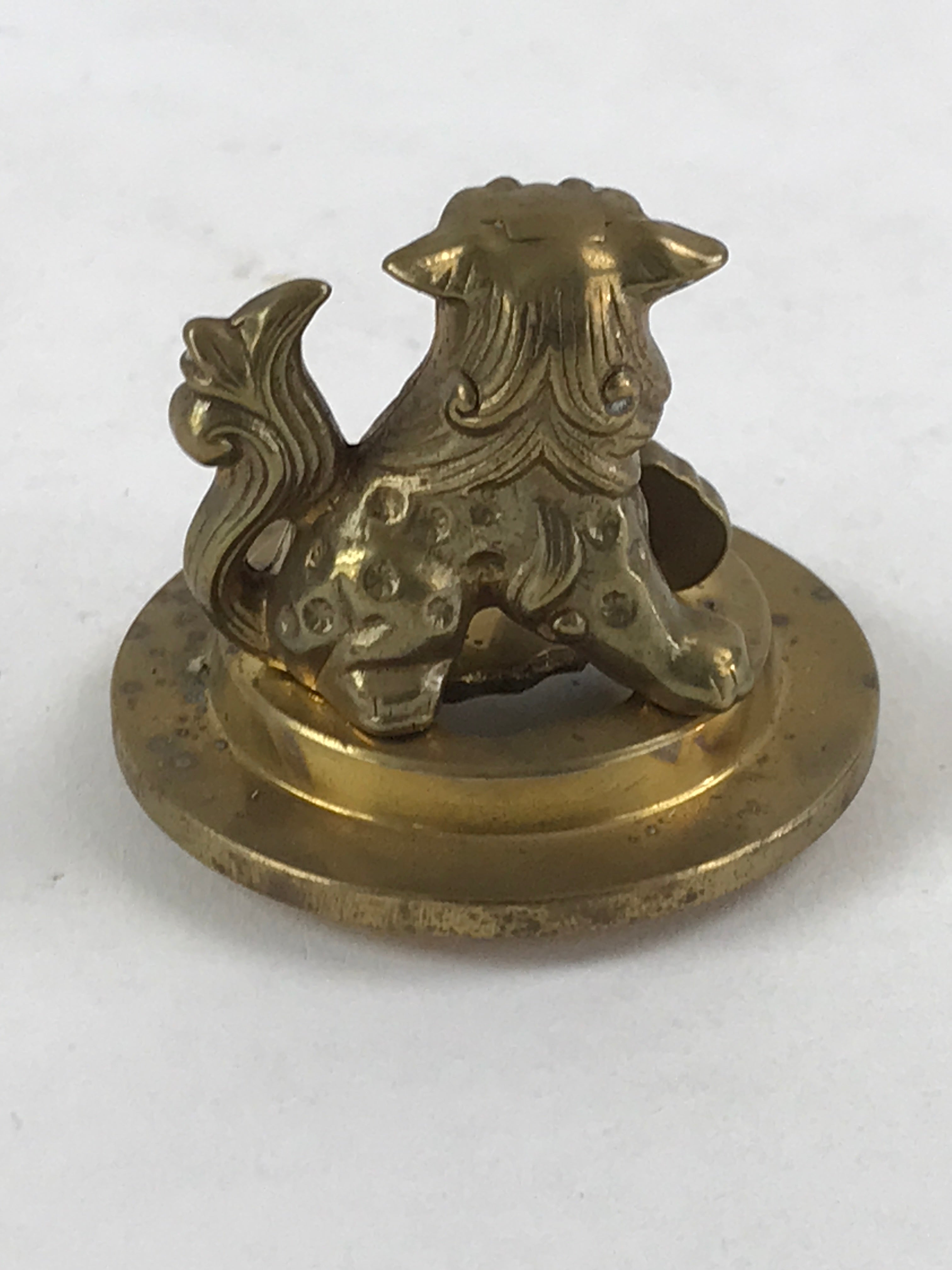 Japanese Buddhist Altar Fitting Brass Incense Burner Vtg Koro Gold Shisa BA38