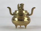 Japanese Buddhist Altar Fitting Brass Incense Burner Vtg Koro Gold Shisa BA67