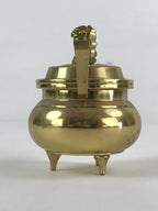 Japanese Buddhist Altar Fitting Brass Incense Burner Vtg Koro Gold Shisa BA67