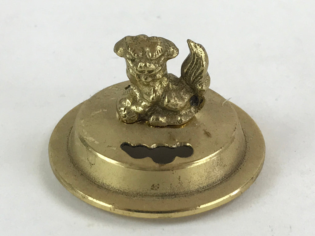 Japanese Buddhist Altar Fitting Brass Incense Burner Vtg Koro Gold Shisa BA67