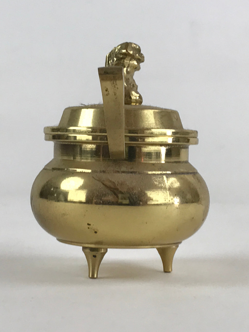Japanese Buddhist Altar Fitting Brass Incense Burner Vtg Koro Gold Shisa BA67