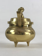 Japanese Buddhist Altar Fitting Brass Incense Burner Vtg Koro Gold Shisa BA67