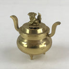 Japanese Buddhist Altar Fitting Brass Incense Burner Vtg Koro Gold Shisa BA67
