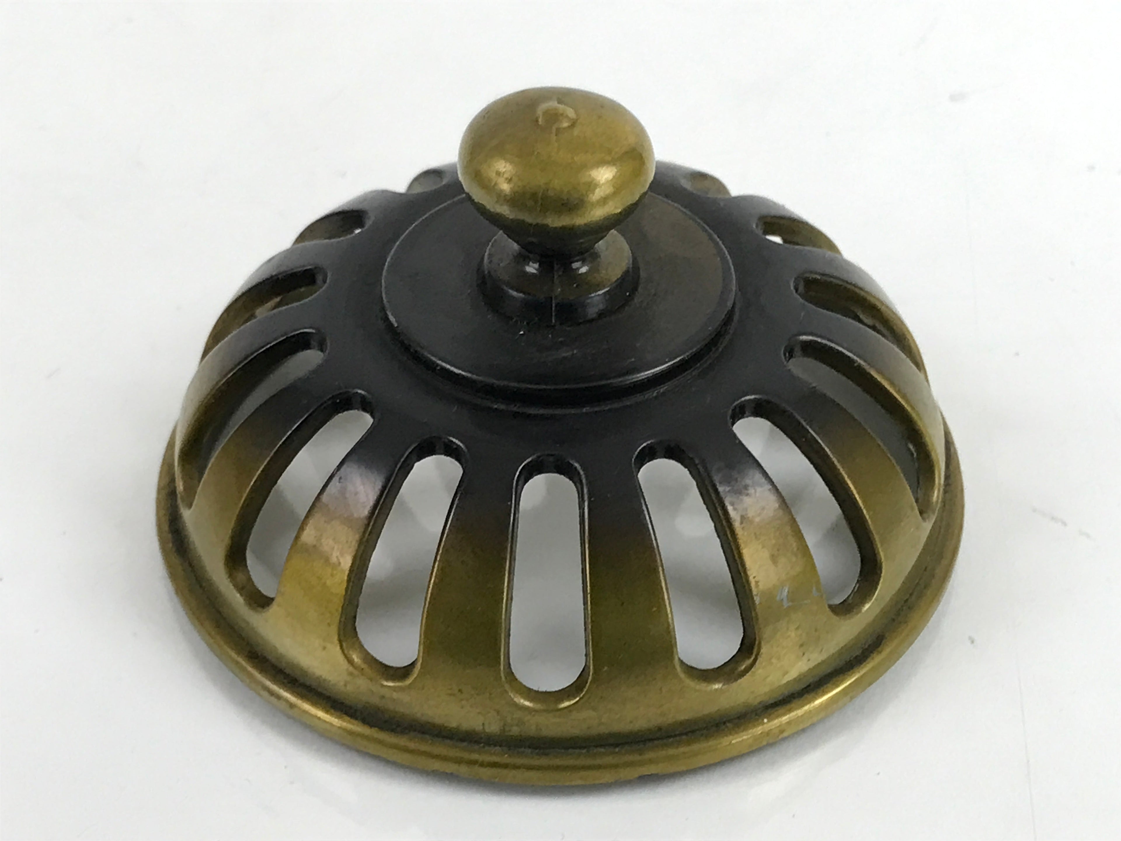 Japanese Buddhist Altar Fitting Brass Incense Burner Vtg Koro Lid Gold BA324