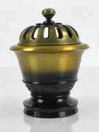 Japanese Buddhist Altar Fitting Brass Incense Burner Vtg Koro Lid Gold BA324