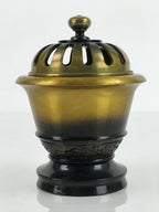 Japanese Buddhist Altar Fitting Brass Incense Burner Vtg Koro Lid Gold BA324