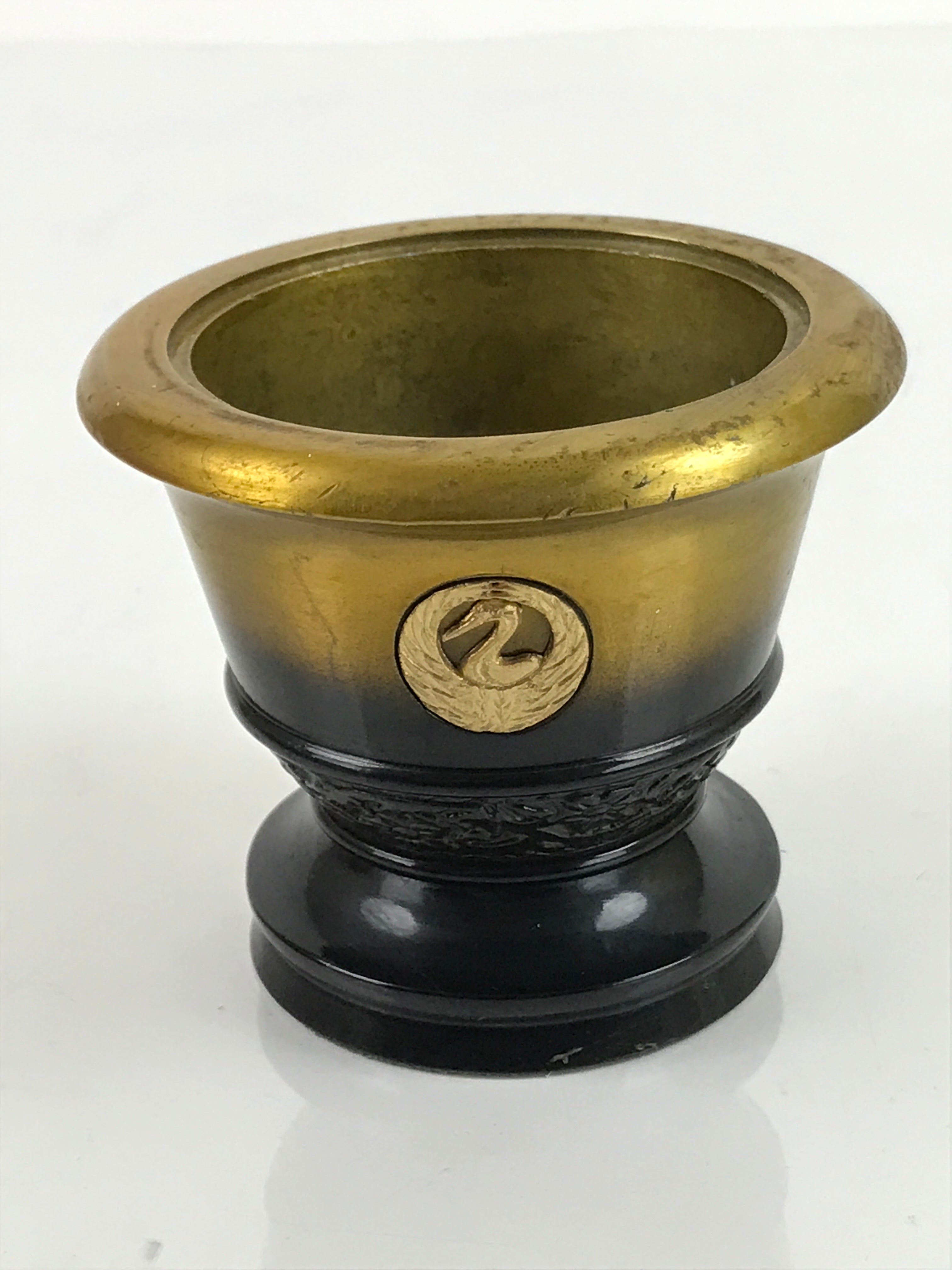Japanese Buddhist Altar Fitting Brass Incense Burner Vtg Koro Lid Gold BA324
