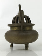 Japanese Buddhist Altar Fitting Brass Incense Burner Vtg Koro Simple Brown BA530