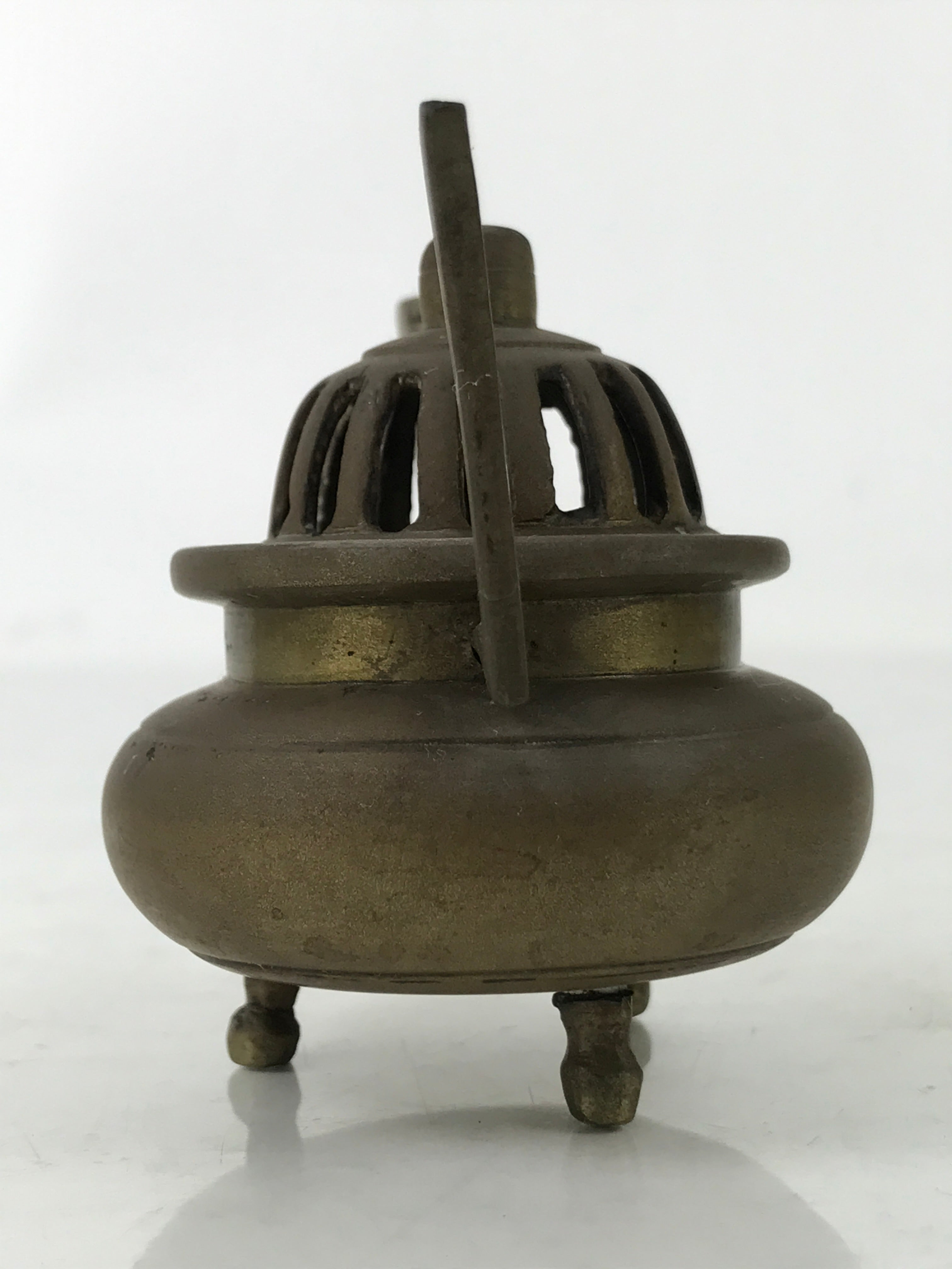 Japanese Buddhist Altar Fitting Brass Incense Burner Vtg Koro Simple Brown BA530