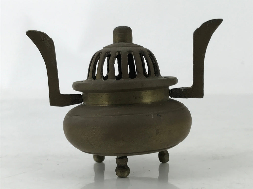 Japanese Buddhist Altar Fitting Brass Incense Burner Vtg Koro Simple Brown BA530