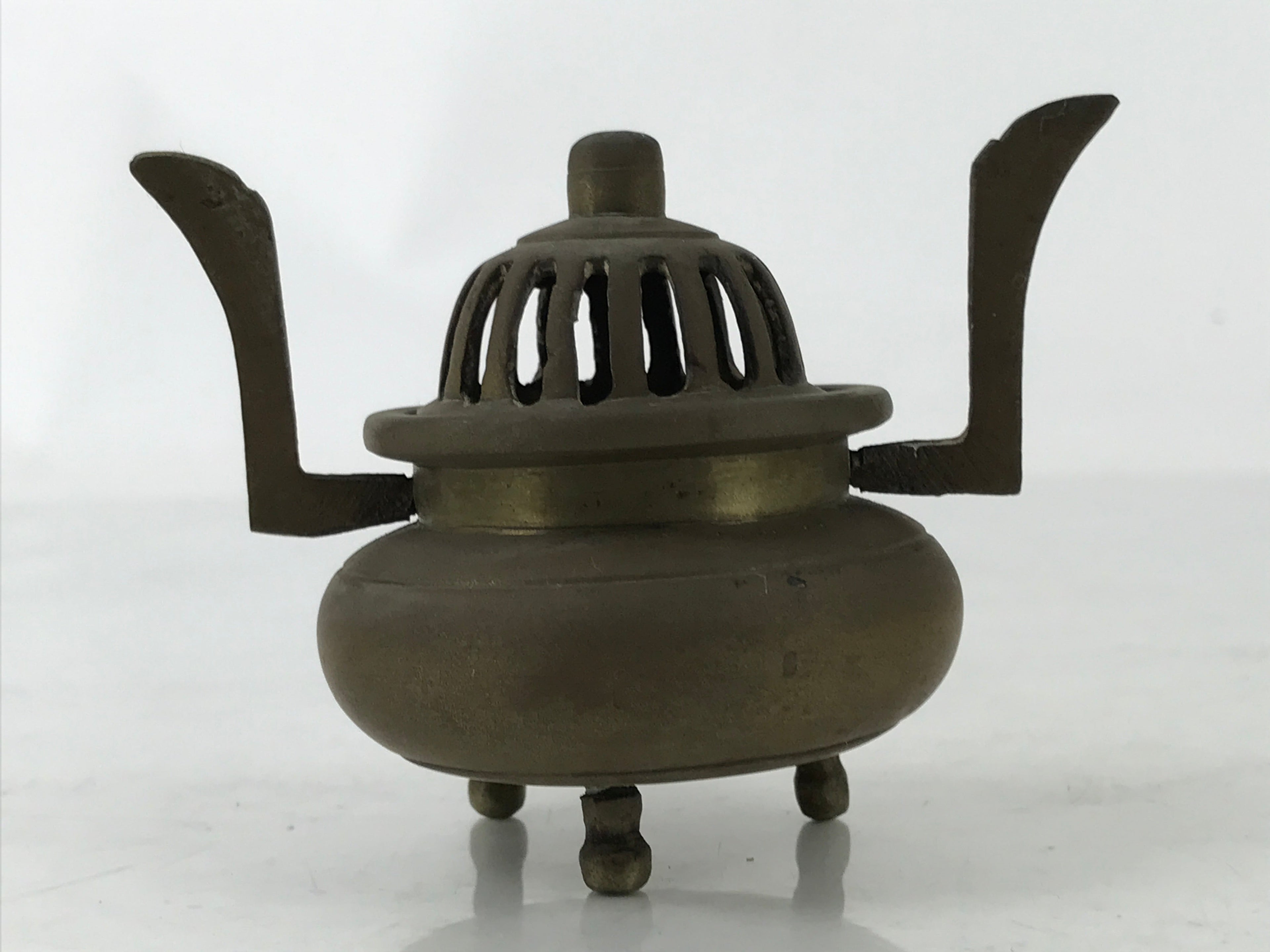 Japanese Buddhist Altar Fitting Brass Incense Burner Vtg Koro Simple Brown BA530