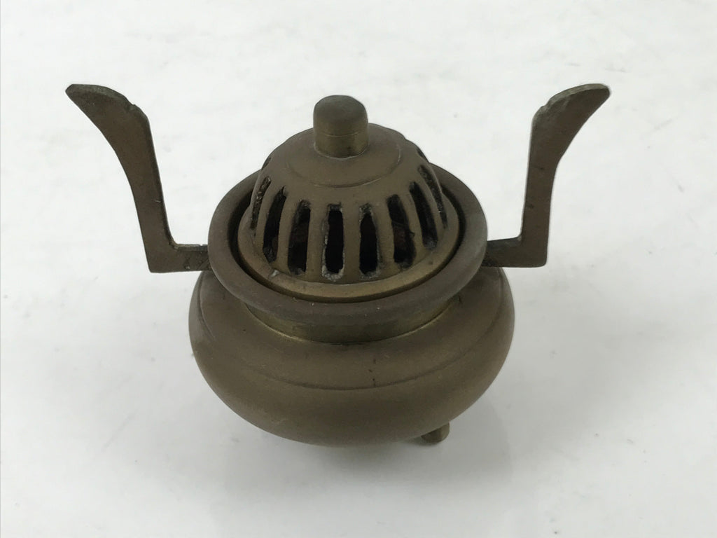 Japanese Buddhist Altar Fitting Brass Incense Burner Vtg Koro Simple Brown BA530