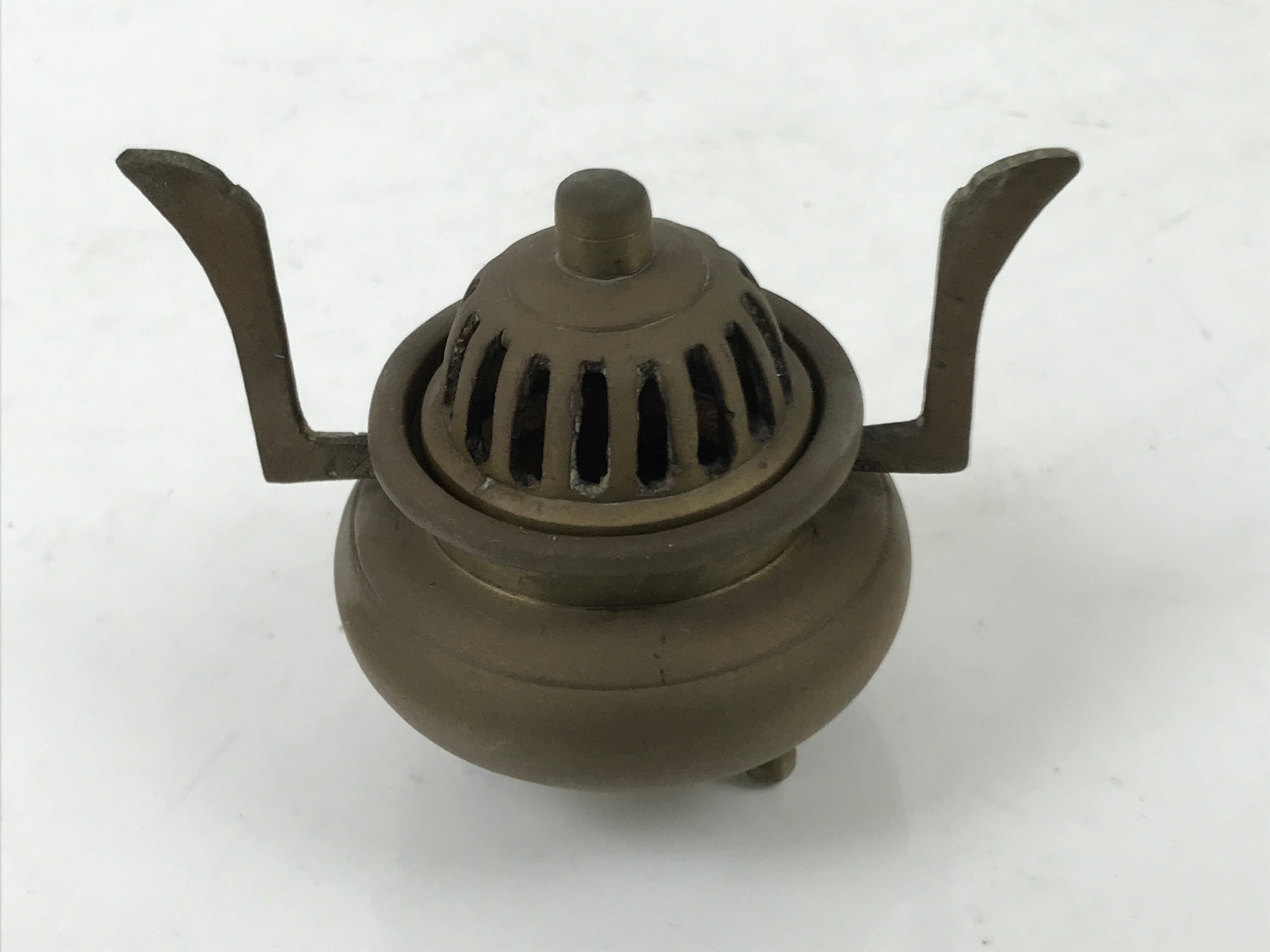 Japanese Buddhist Altar Fitting Brass Incense Burner Vtg Koro Simple Brown BA530