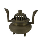 Japanese Buddhist Altar Fitting Brass Incense Burner Vtg Koro Simple Brown BA530