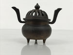 Japanese Buddhist Altar Fitting Brass Lidded Incense Burner Vtg Koro Brown BA868