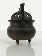 Japanese Buddhist Altar Fitting Brass Lidded Incense Burner Vtg Koro Brown BA868
