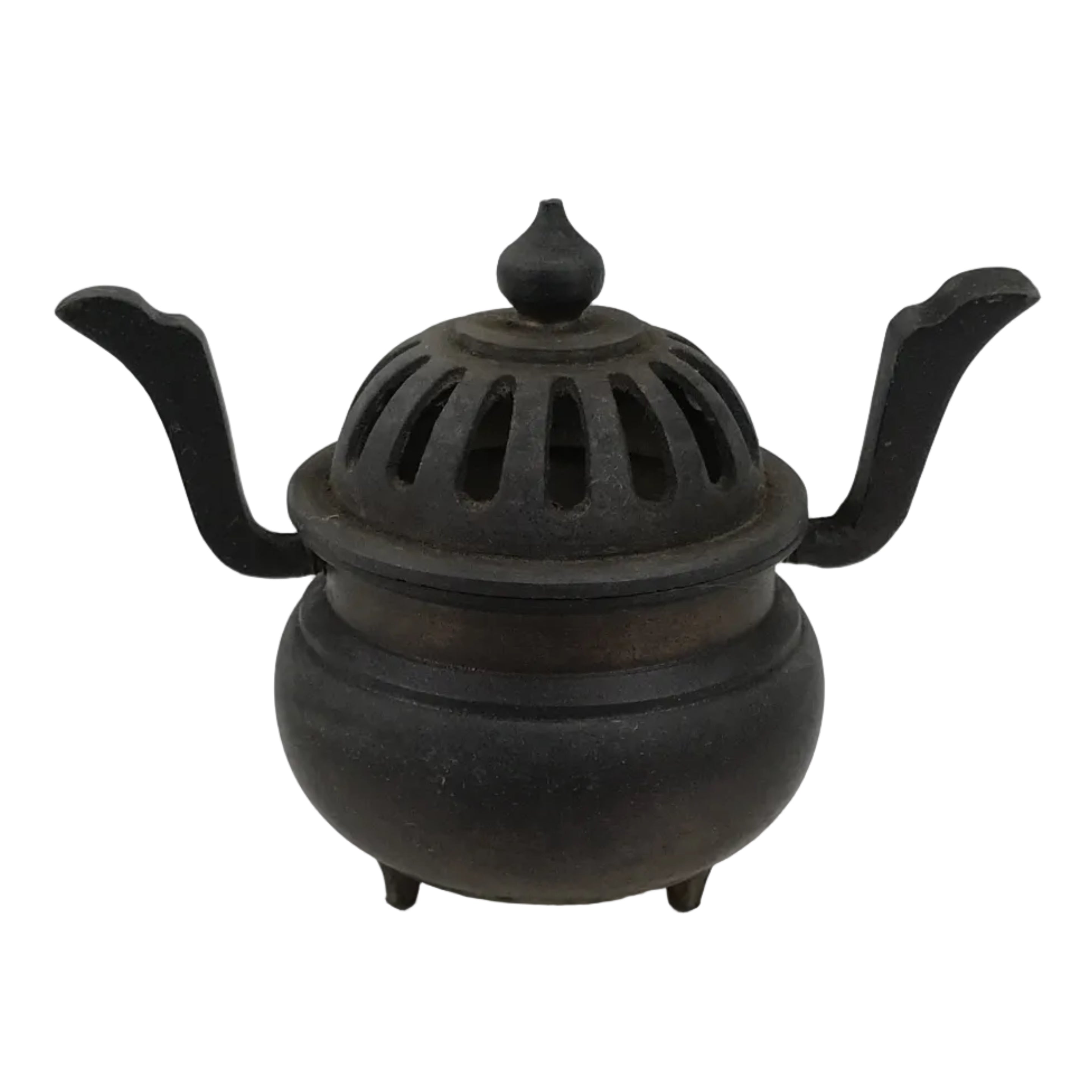 Japanese Buddhist Altar Fitting Brass Lidded Incense Burner Vtg Koro Brown BA868
