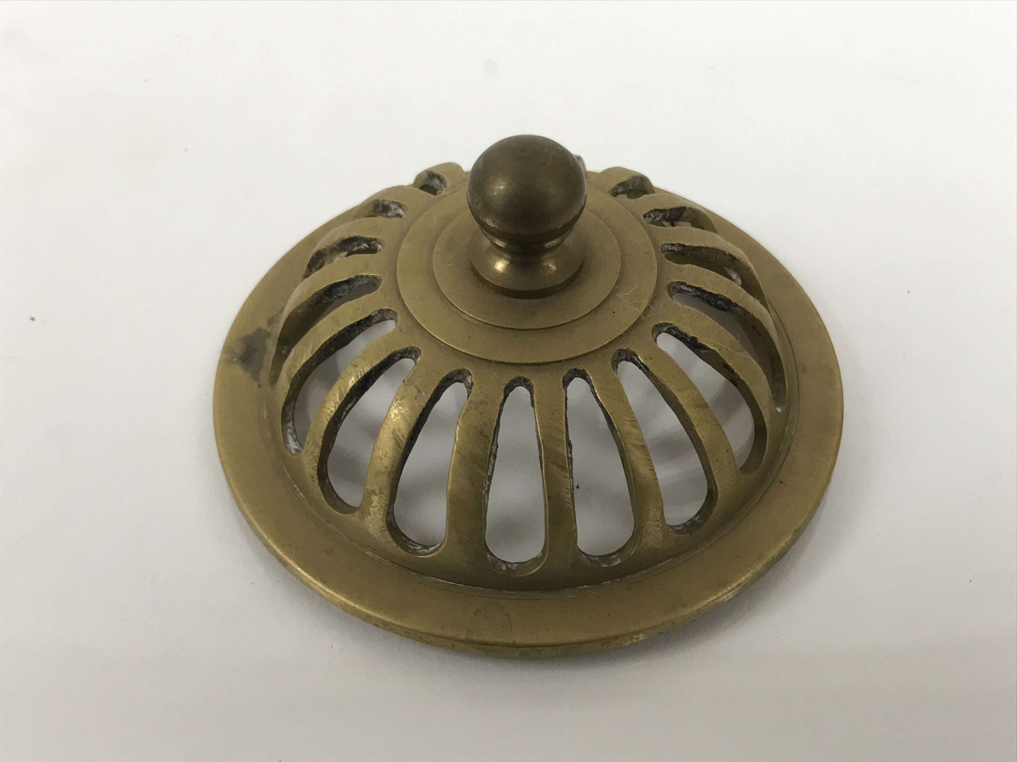 Japanese Buddhist Altar Fitting Brass Lidded Incense Burner Vtg Koro Gold BA866