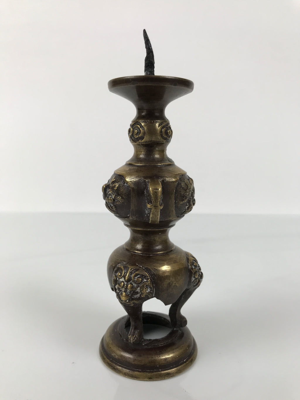 Japanese Buddhist Altar Fitting Brass Metal Candle Stand Shokudai Gold BA769