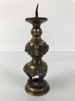 Japanese Buddhist Altar Fitting Brass Metal Candle Stand Shokudai Gold BA769