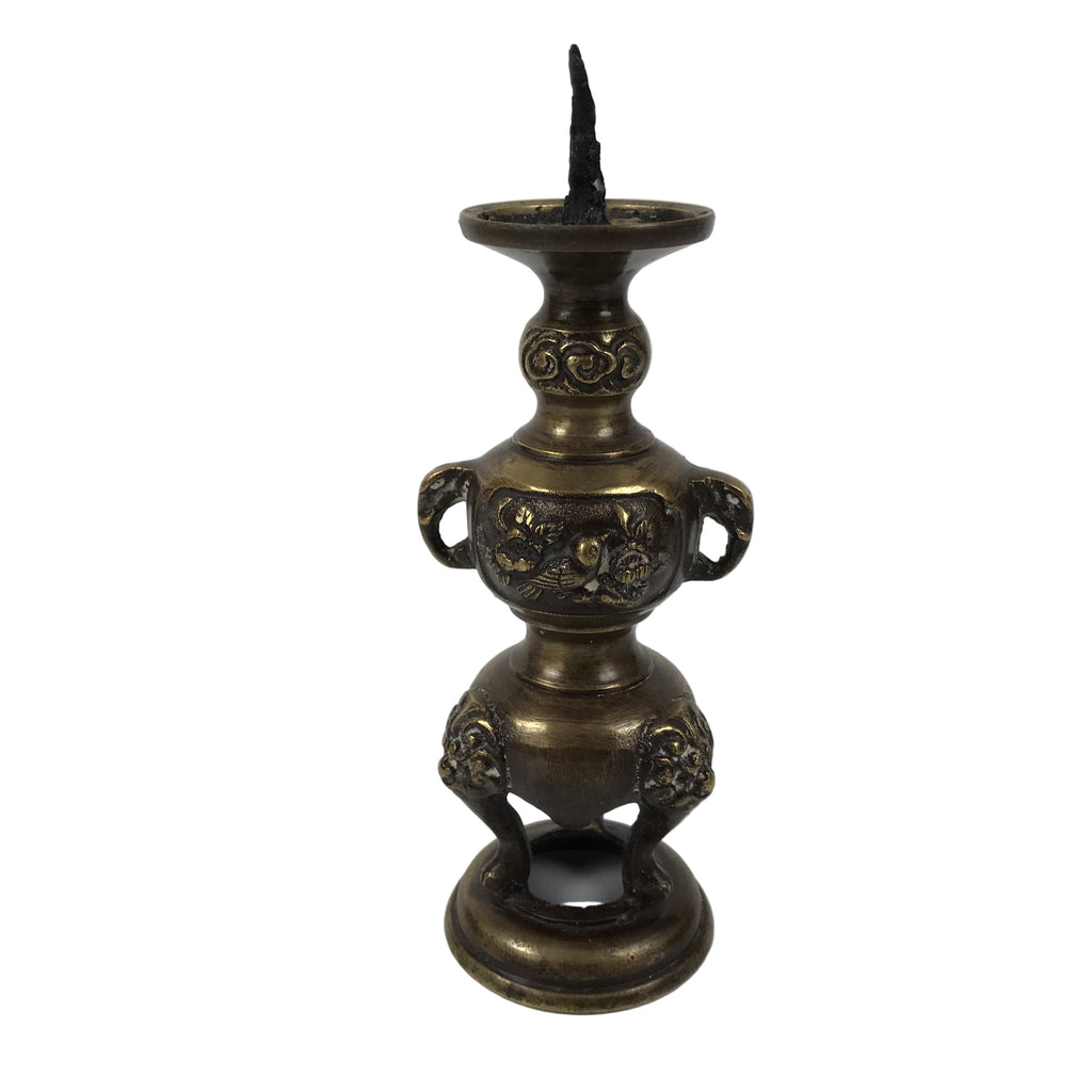 Japanese Buddhist Altar Fitting Brass Metal Candle Stand Shokudai Gold BA769