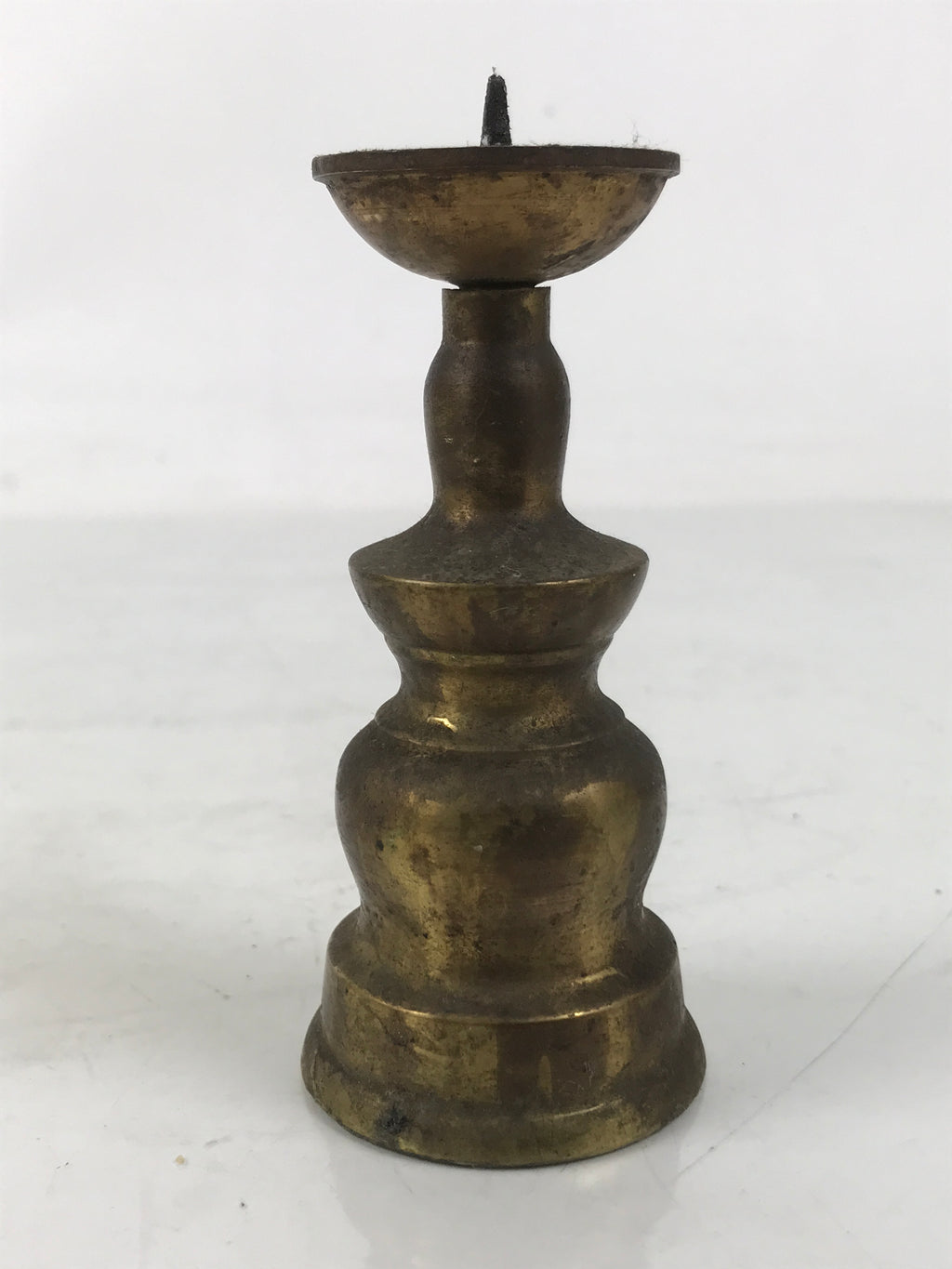 Japanese Buddhist Altar Fitting Brass Metal Candle Stand Vtg Shokudai Gold BA660