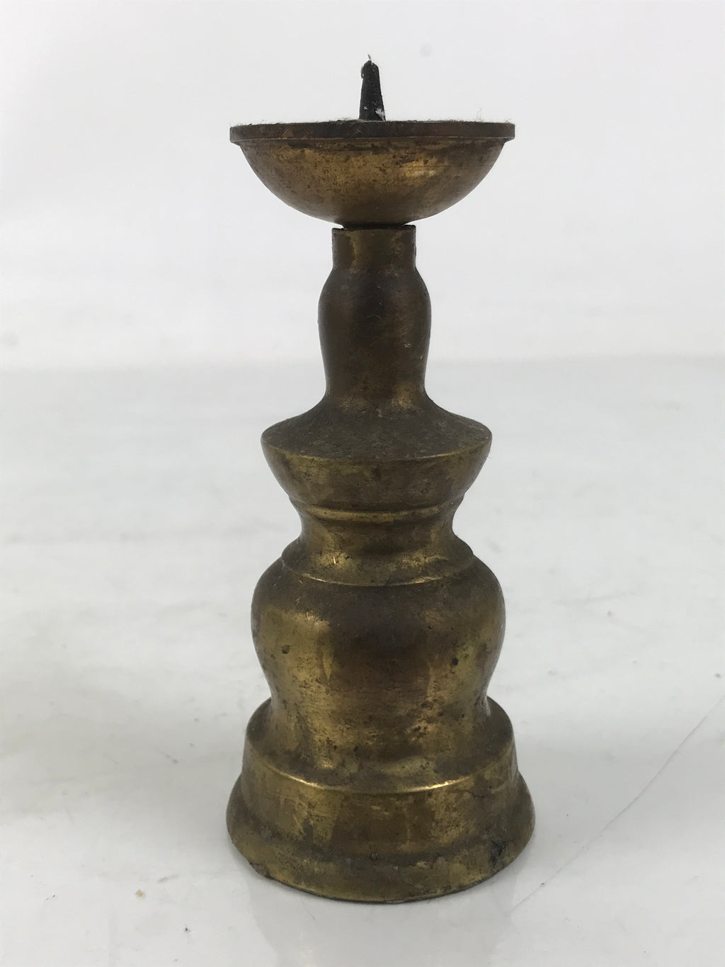 Japanese Buddhist Altar Fitting Brass Metal Candle Stand Vtg Shokudai Gold BA660