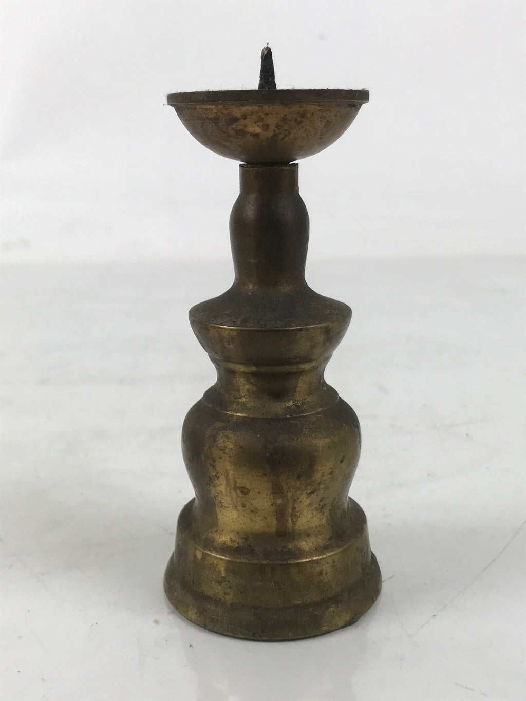 Japanese Buddhist Altar Fitting Brass Metal Candle Stand Vtg Shokudai Gold BA660