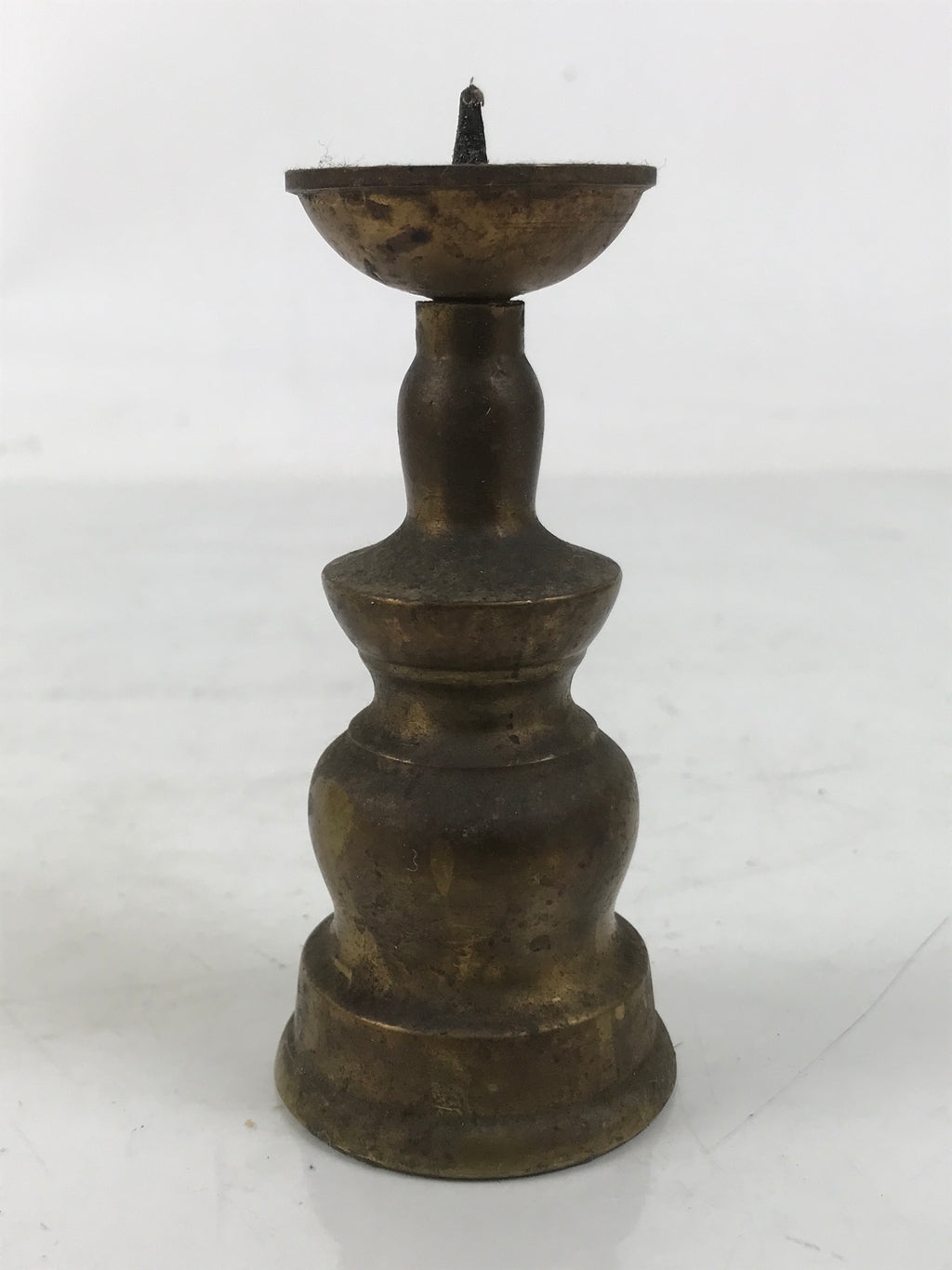 Japanese Buddhist Altar Fitting Brass Metal Candle Stand Vtg Shokudai Gold BA660
