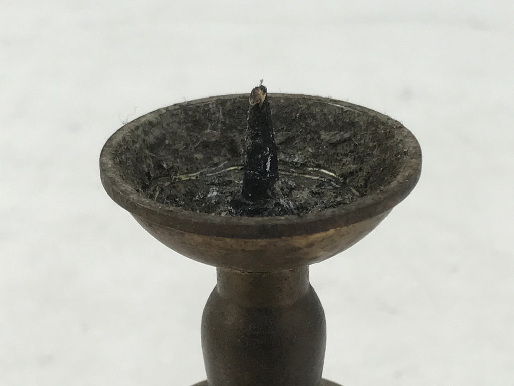 Japanese Buddhist Altar Fitting Brass Metal Candle Stand Vtg Shokudai Gold BA660