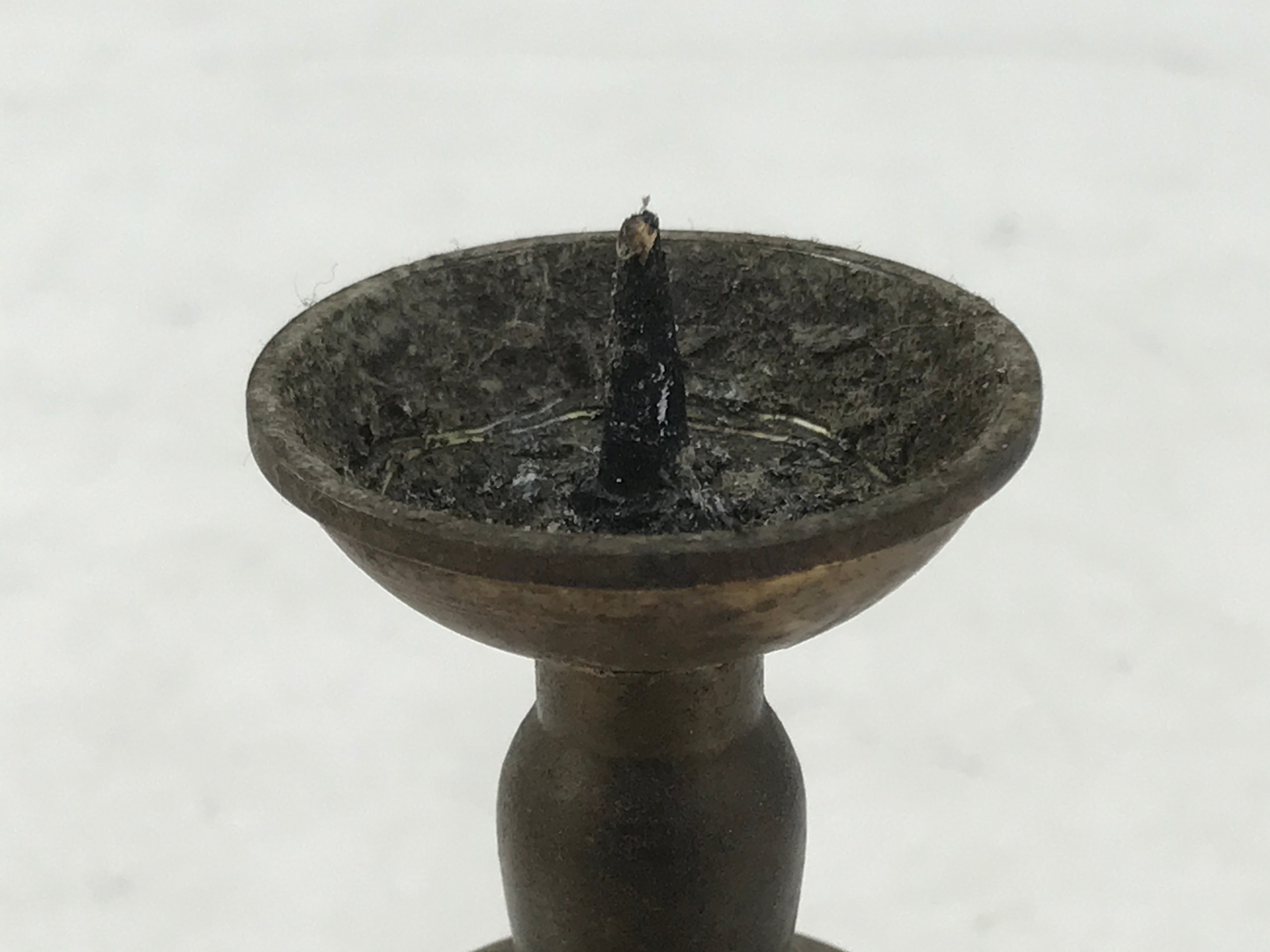 Japanese Buddhist Altar Fitting Brass Metal Candle Stand Vtg Shokudai Gold BA660